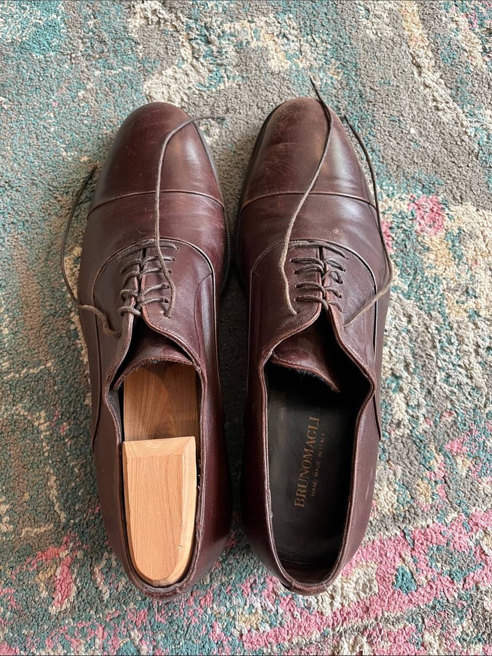 Bruno Magli Men's Dark Brown Cap-Toe Oxfords